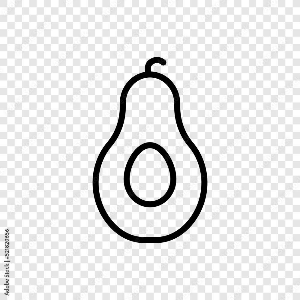 Poster Avocado simple icon vector. Flat design. Transparent grid.ai