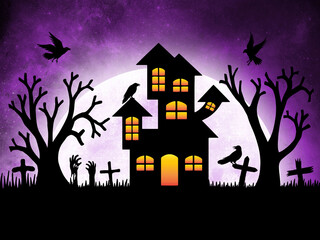 Fototapeta na wymiar Halloween Moonlight Background Illustration 