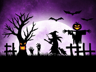 Halloween Moonlight Background Illustration
