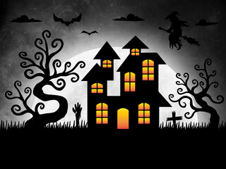Fototapeta na wymiar Halloween Background Moonlight Illustration