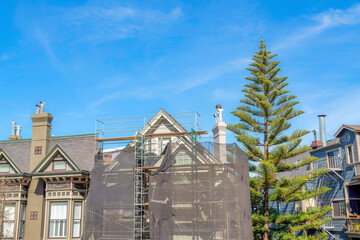 Fototapeta na wymiar Under construction house in the suburbs of San Francisco, California