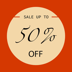 A red banner with the text sale 50%.