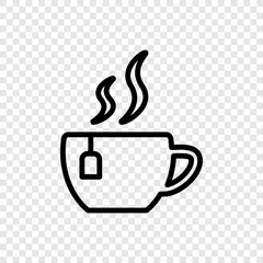 Cup of tea simple icon vector. Flat design. Transparent grid.ai