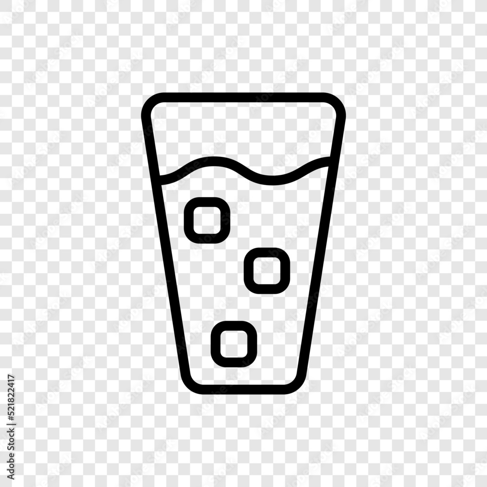 Poster glass and ice cube simple icon vector. flat design. transparent grid.ai