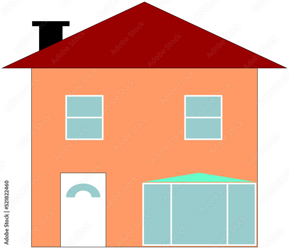 Wall mural single house illustration transparent PNG