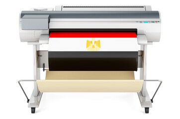 Wide format printer, plotter with Egyptian flag. 3D rendering