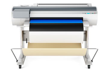 Wide format printer, plotter with Estonian flag. 3D rendering