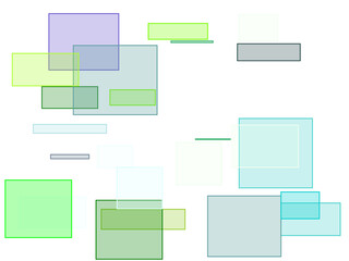 Abstract blue green rectangles overlay with transparent PNG back