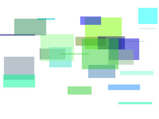 Abstract blue green rectangles overlay with transparent PNG back