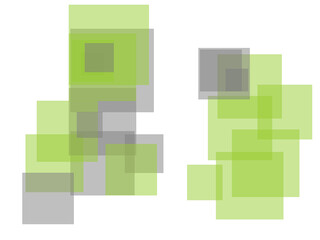 Abstract grey green squares overlay with transparent PNG backgro