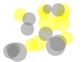 Abstract grey yellow circles overlay with transparent PNG backgr