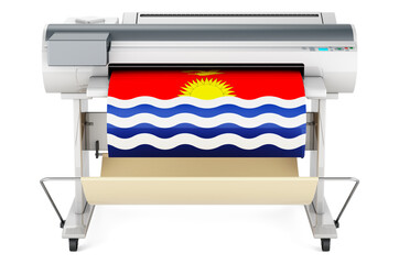 Wide format printer, plotter with Kiribatian flag. 3D rendering
