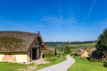 Viking village in the rolling landscape of Hobro