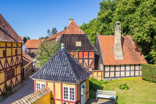 Colorful historic buildings in the old town of Aarhus