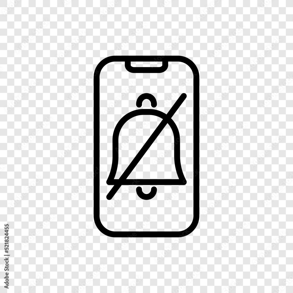 Poster phone, mute notification, no sound simple icon vector. flat design. transparent grid.ai