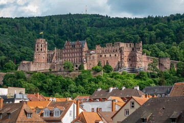 Heidelberg Castle above the roofs of the old town