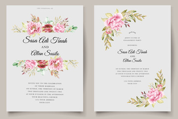 watercolor peony floral background and frame design