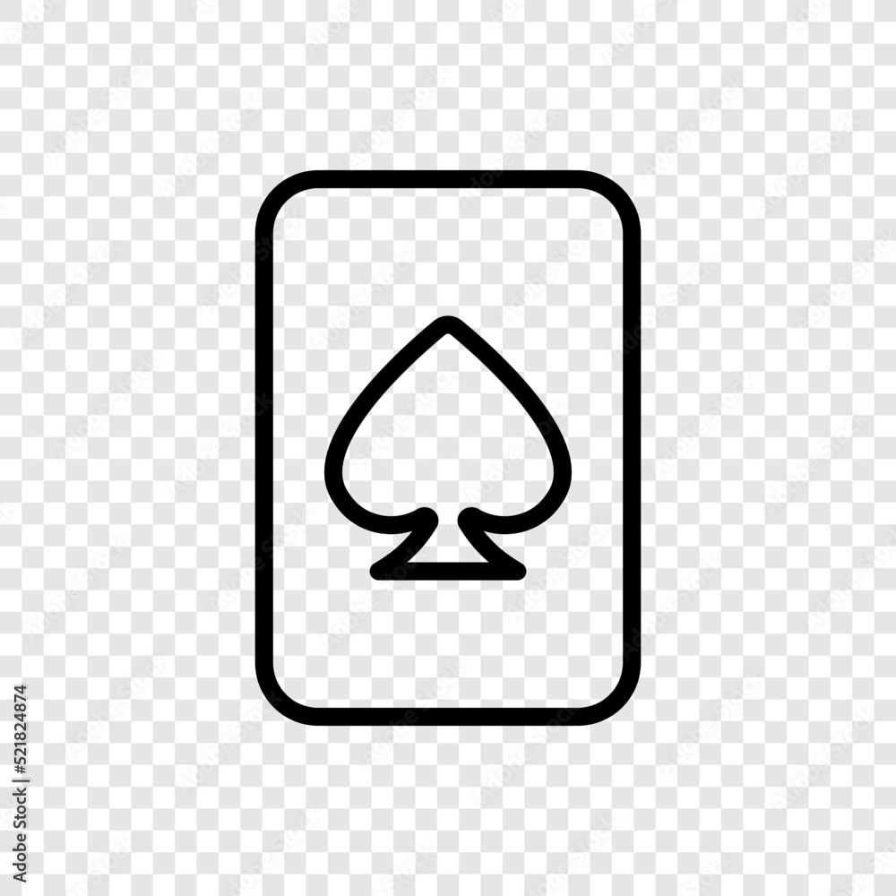 Poster spades playing card simple icon vector. flat design. transparent grid.ai