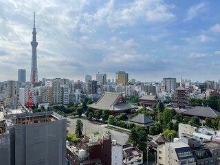 東京の街並みと空に伸びる東京スカイツリー