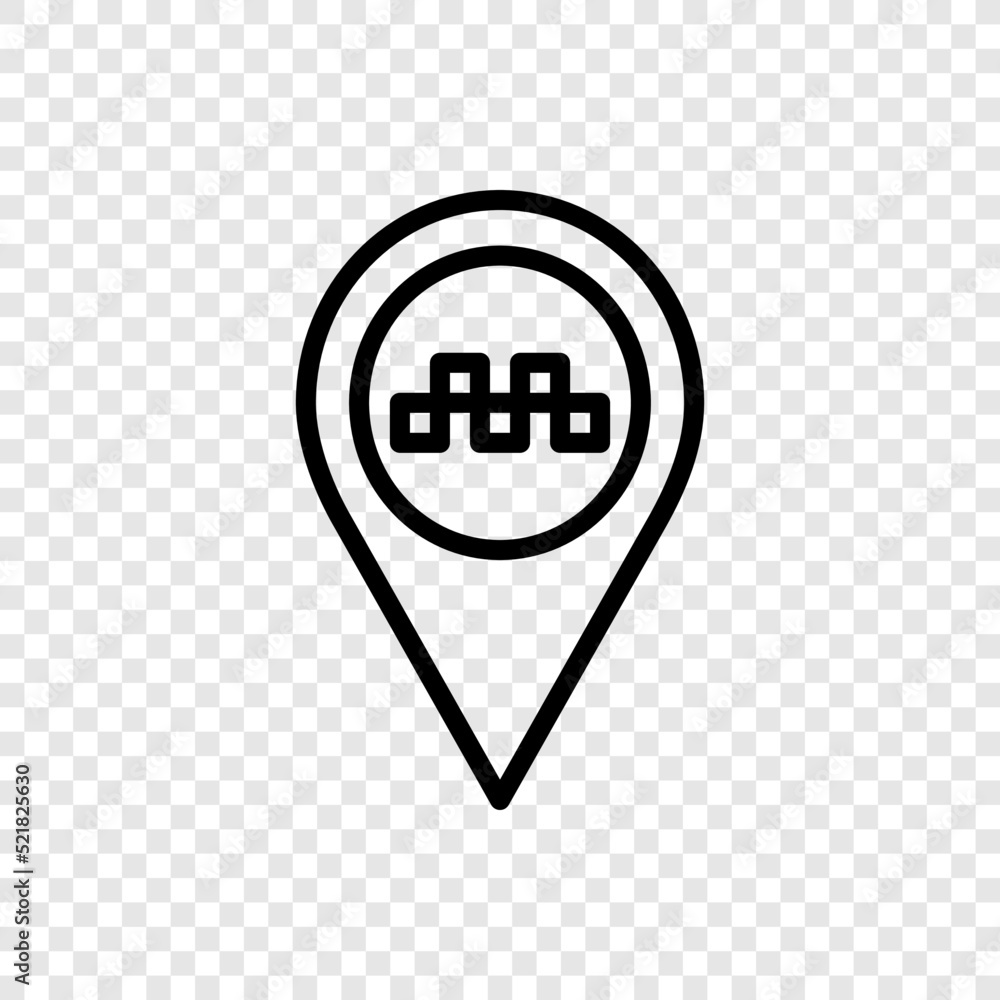 Poster taxi, pointer simple icon vector. flat design. transparent grid.ai
