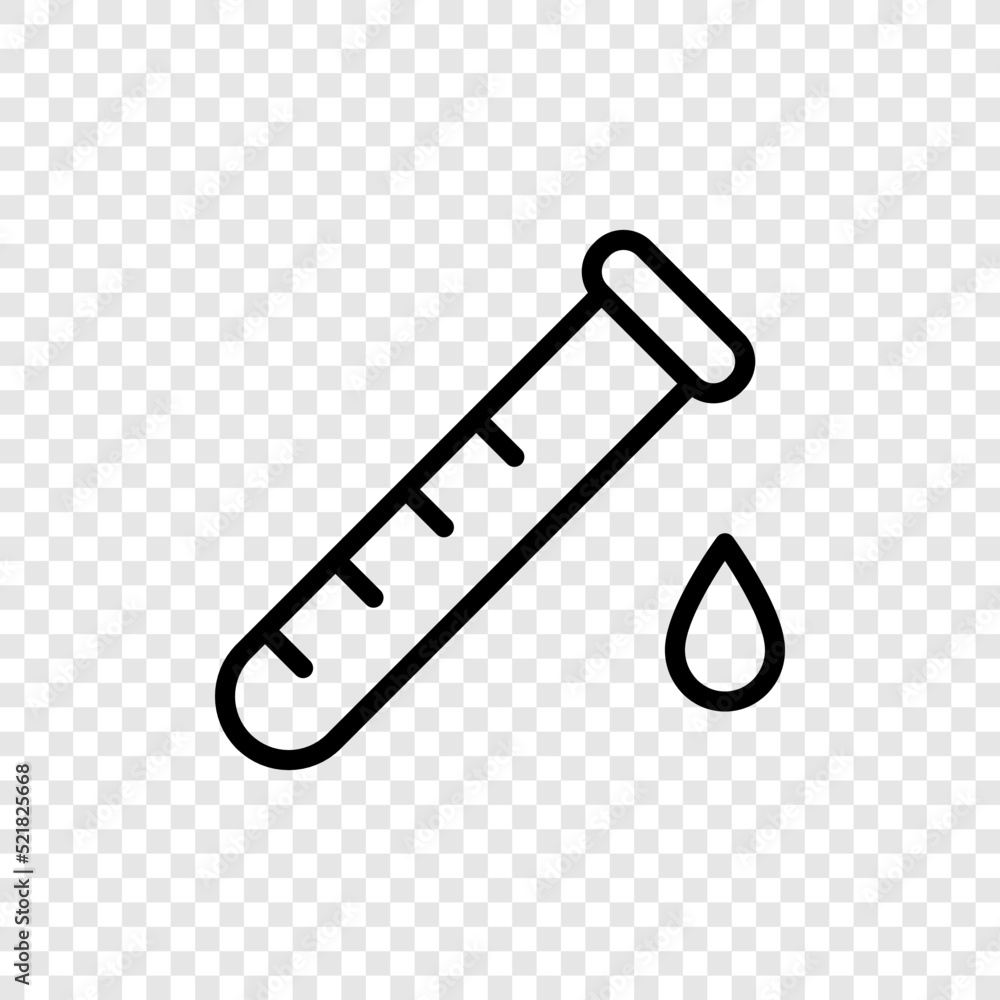 Poster test tube and drop simple icon vector. flat design. transparent grid.ai