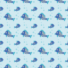 cute fish baby seamless pattern template
