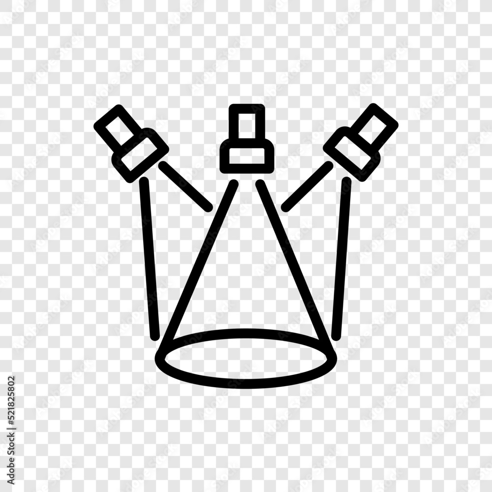 Poster three spotlights simple icon vector. flat design. transparent grid.ai