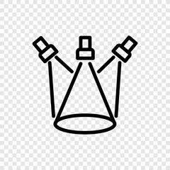 Three spotlights simple icon vector. Flat design. Transparent grid.ai