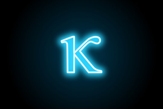 Greek alphabet kappa glowing neon symbol sign 