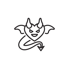 Devil Heart vector Outline Icon Design illustration. Halloween Symbol on White background EPS 10 File