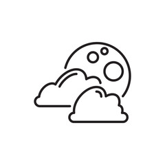 Cloudy Night vector Outline Icon Design illustration. Halloween Symbol on White background EPS 10 File