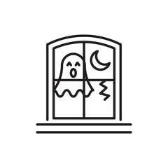 Window Ghost vector Outline Icon Design illustration. Halloween Symbol on White background EPS 10 File