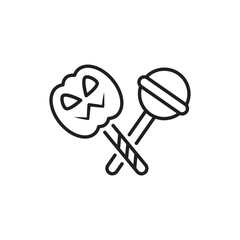 Pumpkin Lollipop vector Outline Icon Design illustration. Halloween Symbol on White background EPS 10 File