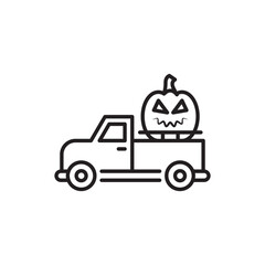 Pumpkin Truck vector Outline Icon Design illustration. Halloween Symbol on White background EPS 10 File