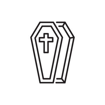 Coffin vector Outline Icon Design illustration. Halloween Symbol on White background EPS 10 File