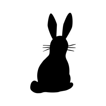 Rabbit silhouette in vector. Cute template for festive decorations, postcards, shop windows, logos, etc.