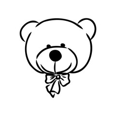 Hand drawn isolated Teddy bear. Doodle vector illustration