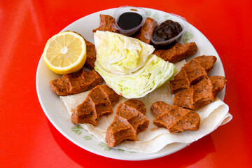 Steak a la turca or chee kofta ( Cig Kofte )  - Turkish Food.