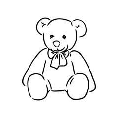 Hand drawn isolated Teddy bear. Doodle vector illustration