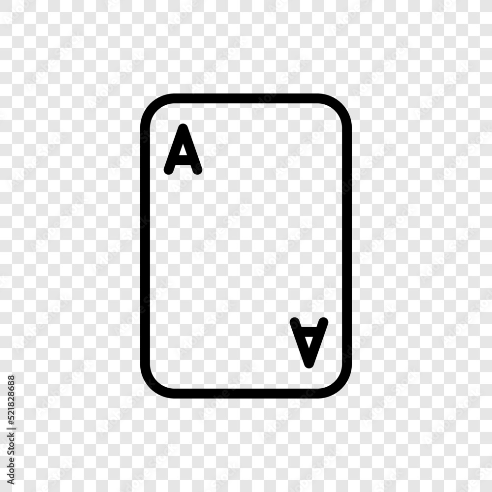 Poster ace, playing card simple icon vector. flat design. transparent grid.ai