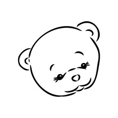 Hand drawn isolated Teddy bear. Doodle vector illustration