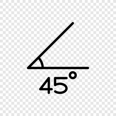 45 degrees angle simple icon vector. Flat design. Transparent grid.ai