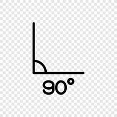 90 degrees angle simple icon vector. Flat design. Transparent grid.ai
