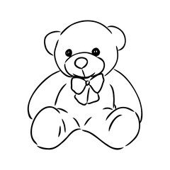 Hand drawn isolated Teddy bear. Doodle vector illustration