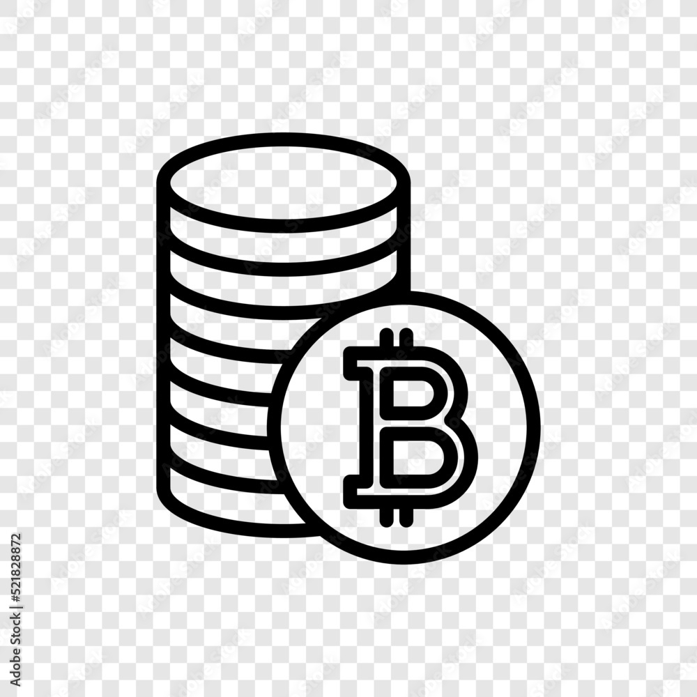 Poster Bitcoin coins simple icon vector. Flat design. Transparent grid.ai