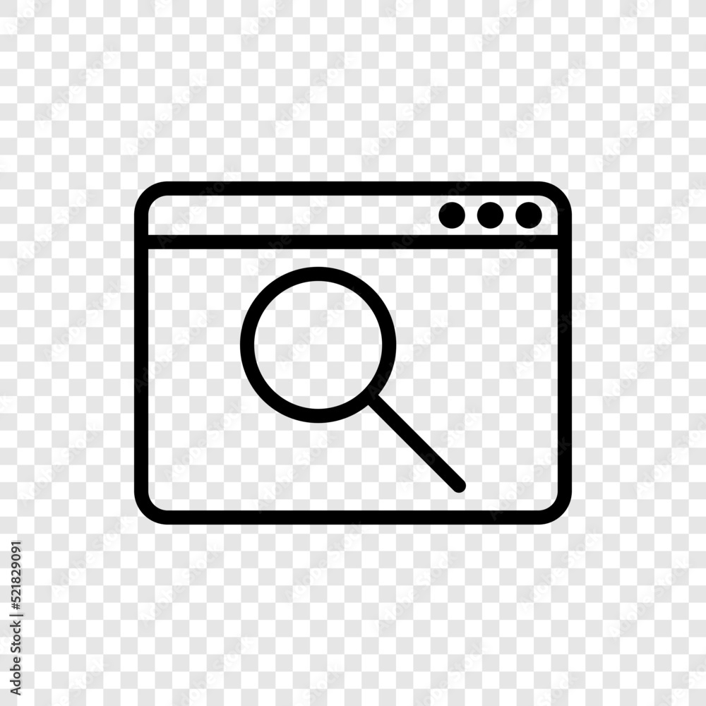 Poster browser, search simple icon vector. flat design. transparent grid.ai
