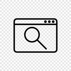 Browser, search simple icon vector. Flat design. Transparent grid.ai