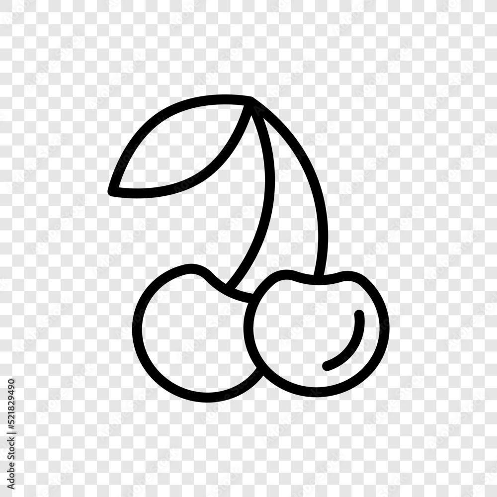 Poster cherry simple icon vector. flat design. transparent grid.ai