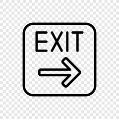 Exit, arrow simple icon vector. Flat design. Transparent grid.ai