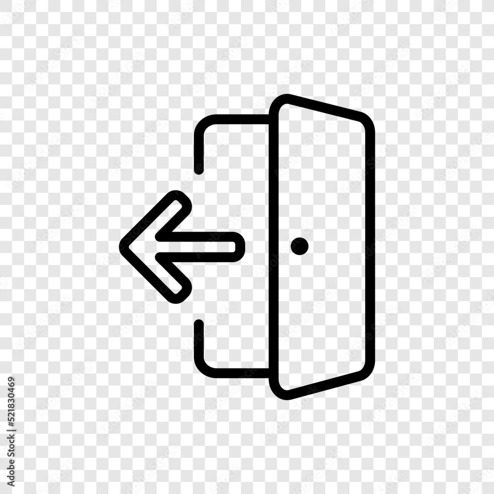 Poster logout, exit, door simple icon vector. flat design. transparent grid.ai